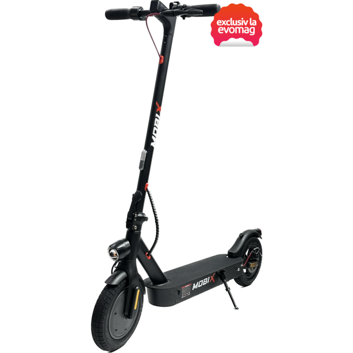 Сгъваем електрически скутер MOBIX City E9 MAX, 10" пневматични колела, 350W мотор, 40км автономия, максимална скорост 25км/ч, мобилно приложение MiniRobot, задно окачване Черен