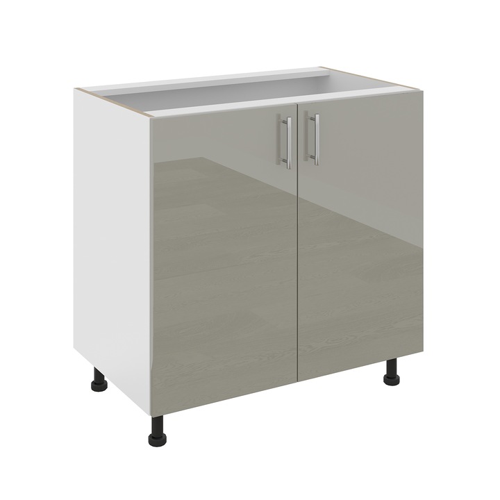 Corp Baza haaus Karo, 2 Usi, Gri Lucios/Alb, MDF, 80 x 50 x 80 cm