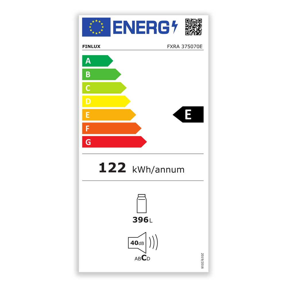 Frigider cu o usa FINLUX FXRA 375070E, 396l, Sistem de racire No Frost, Control umiditate, Clasa E, Alb