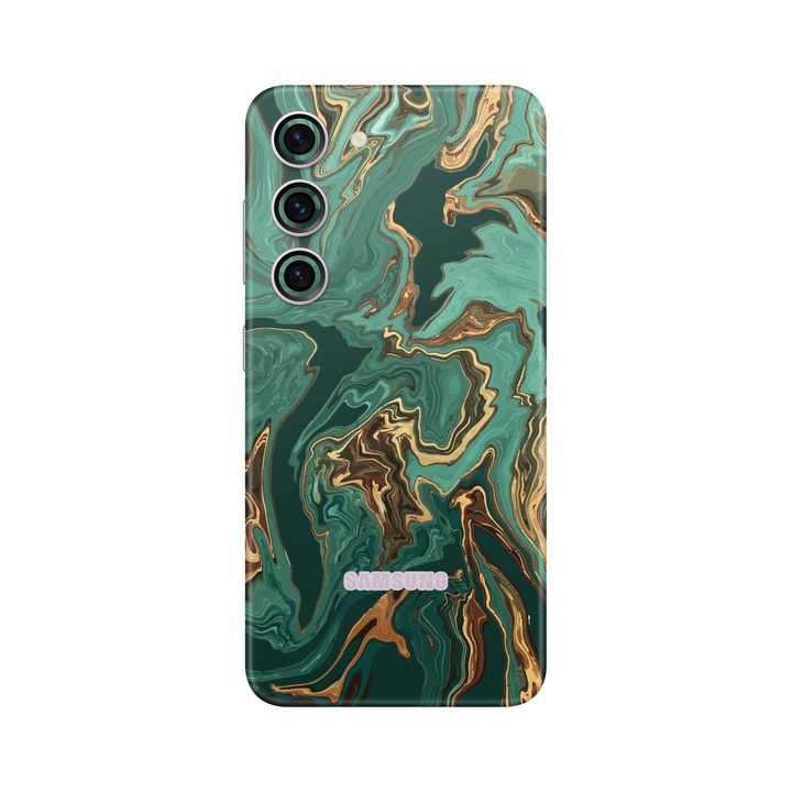 Folie de protectie pentru Samsung Galaxy S23, Colectia Signature, Skin Spate cu laterale unite, Emerald Flow