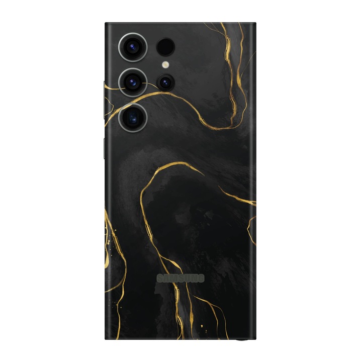 Folie de protectie pentru Samsung Galaxy S23 Ultra, Colectia Signature, Skin Spate cu laterale unite, Golden Onyx