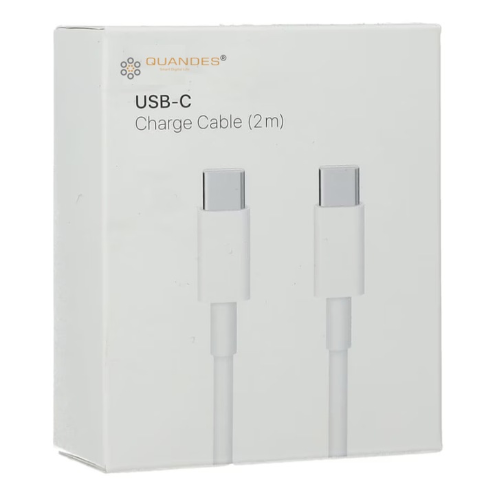 Cablu de date compatibil Apple A1739 Type-C to Type-C, 2m, White