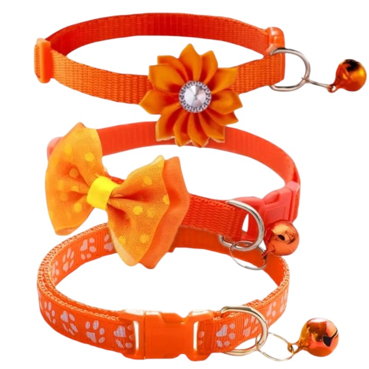 Set Economic zgarzi pentru caini mici si pisici, SK9 ajustabile 21-35cm, Portocaliu