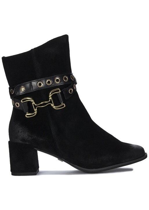 Botine dama Maciejka, elegante, negru, piele intoarsa