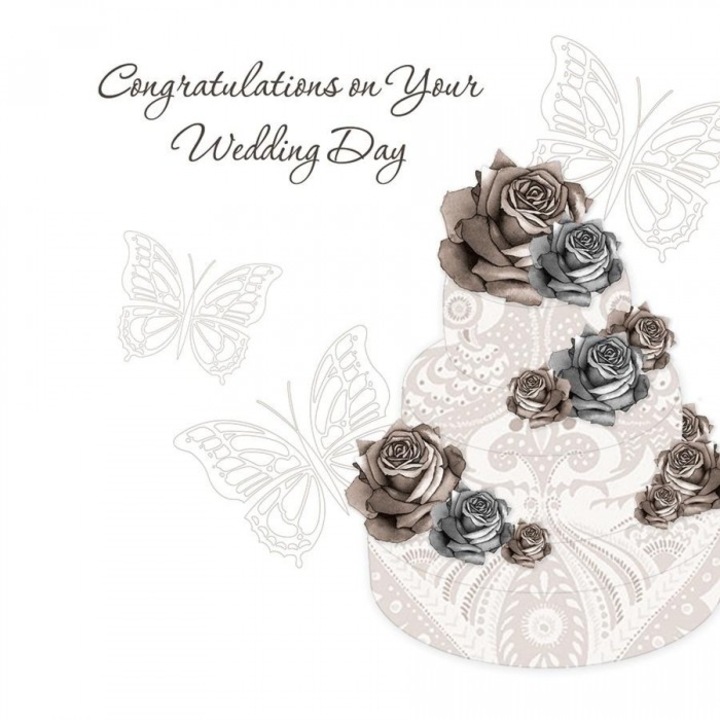 Karnet Swarovski kwadrat CL0102 Slub tort, Clear Creations, 150x150 mm, fara text, cu cristale Swarovski