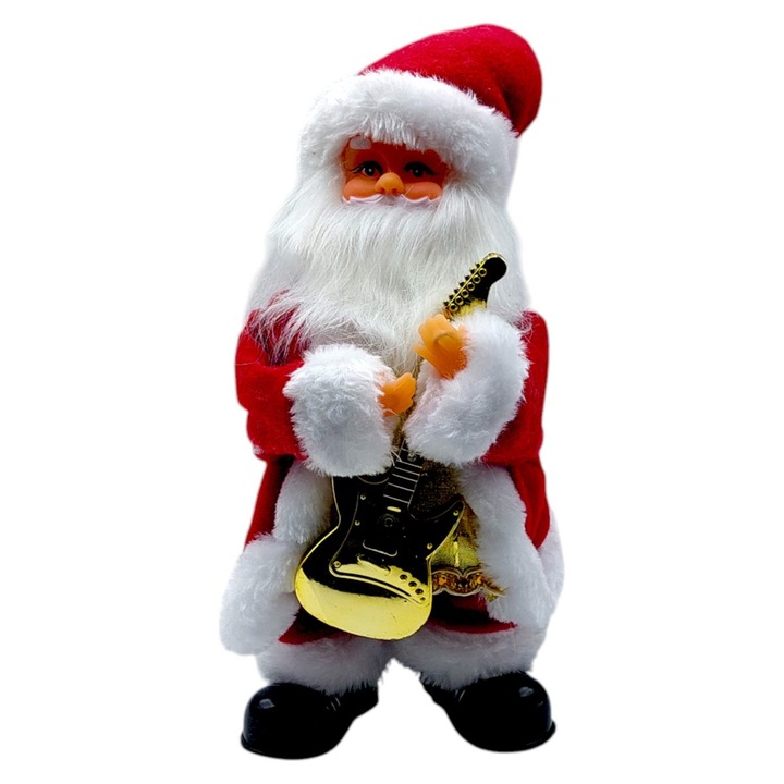 Figurina, tip Mos Craciun, Plastic/textil, Muzical, 36x12 cm