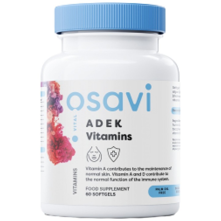 Хранителна добавка Osavi ADEK Vitamins A plus D plus E plus K with Quali-D, 60 Гел капсули