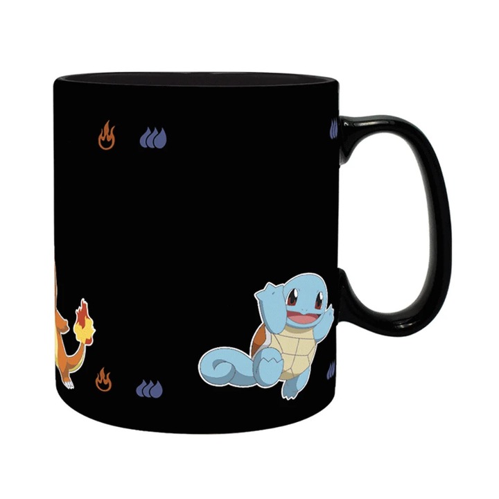 Cana termosensibila Pokemon, Evolve, Ceramica, 460 ml, Negru