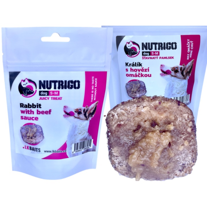 Лакомства с течна сърцевина Nutrigo за кучета, зайци и телета, размер SM, 150гр.