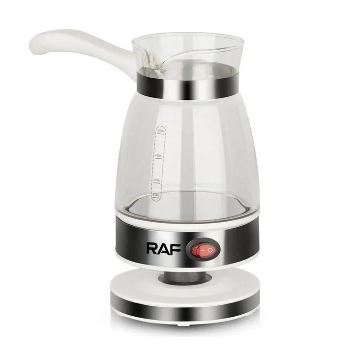 Електрическа кафемашина, RAF, R125, 650W, 500ml, cтъклен контейнер за кафе, Бяла