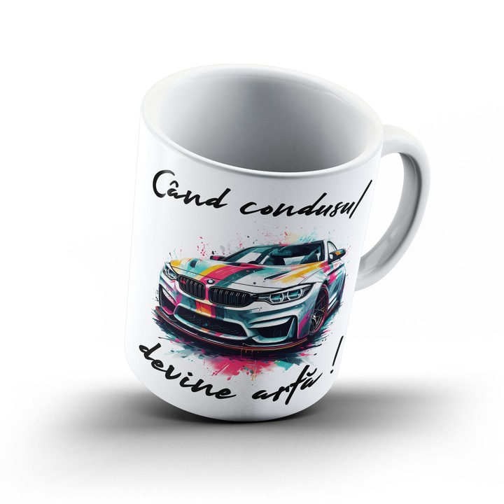 Cana Fan BMW M3, alba, ceramica, 330ml