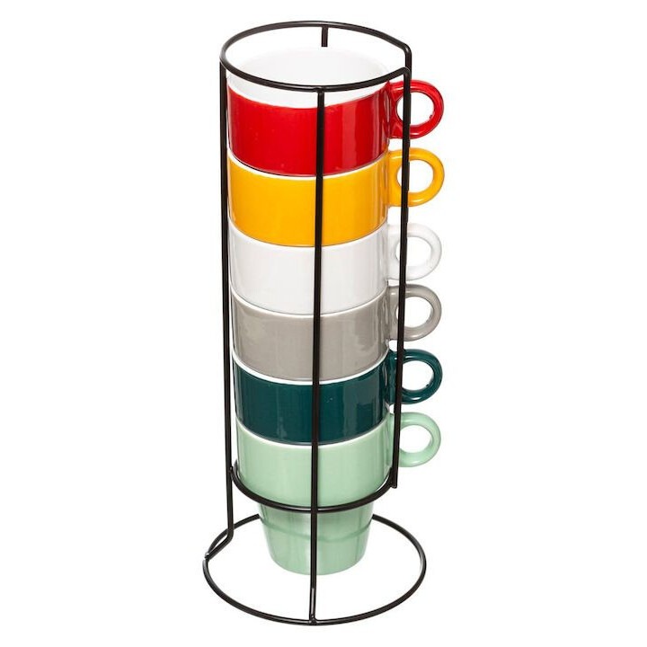 Set 6 cani, MARVA, ceramic, 260ml, multicolor