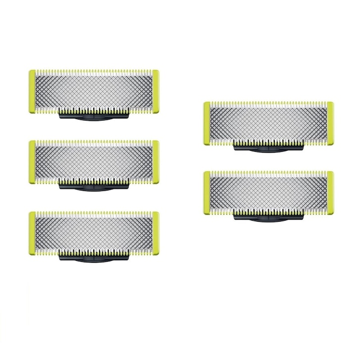 Комплект от 5 резервни остриета OneBlade QP250/50, JENUOS, съвместими с Philips OneBlade, неръждаема стомана, мокро и сухо, компактен дизайн, зелен