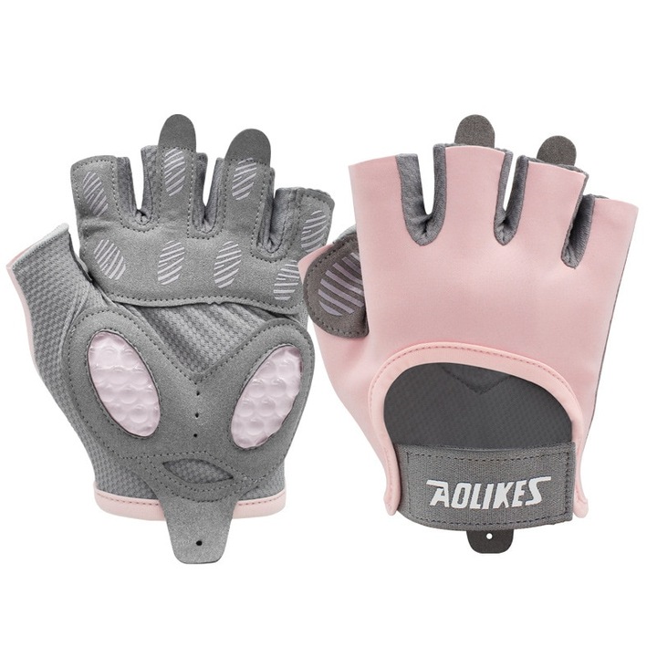 Manusi fitness dama, Aolikes, Nylon, Roz/Gri, S