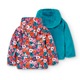 Geaca fete Boboli, reversibila, imprimeu floral, blanita, turcoaz, 5 ani, 110 cm