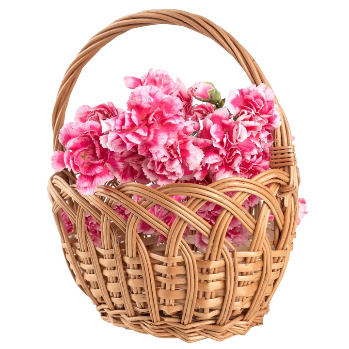 Cos mic din rachita cu maner, Creative Home, 19 x 14 x 21 cm, tesut manual, cadou de depozitare, de Nastere, Suport Favor, Paste