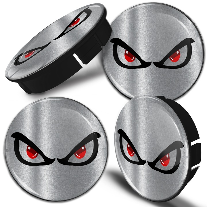 Kupak készlet alufelnihez SkinoEu, külső átmérővel 60mm, belső átmérővel 56mm, alumínium keréktárcsákhoz, Univerzális, Fekete/ezüst, C 103, 4db