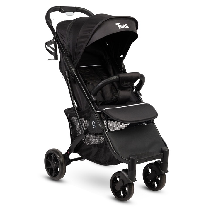 Количка, Caretero, пътека, покривало за крака, дъждобран, колела от пяна Eva, 78x50x102 см, черен