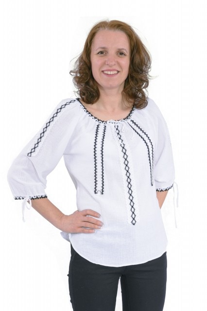 Bluza ie traditionala cu dantela BL147 NatuRustiQ, Alb