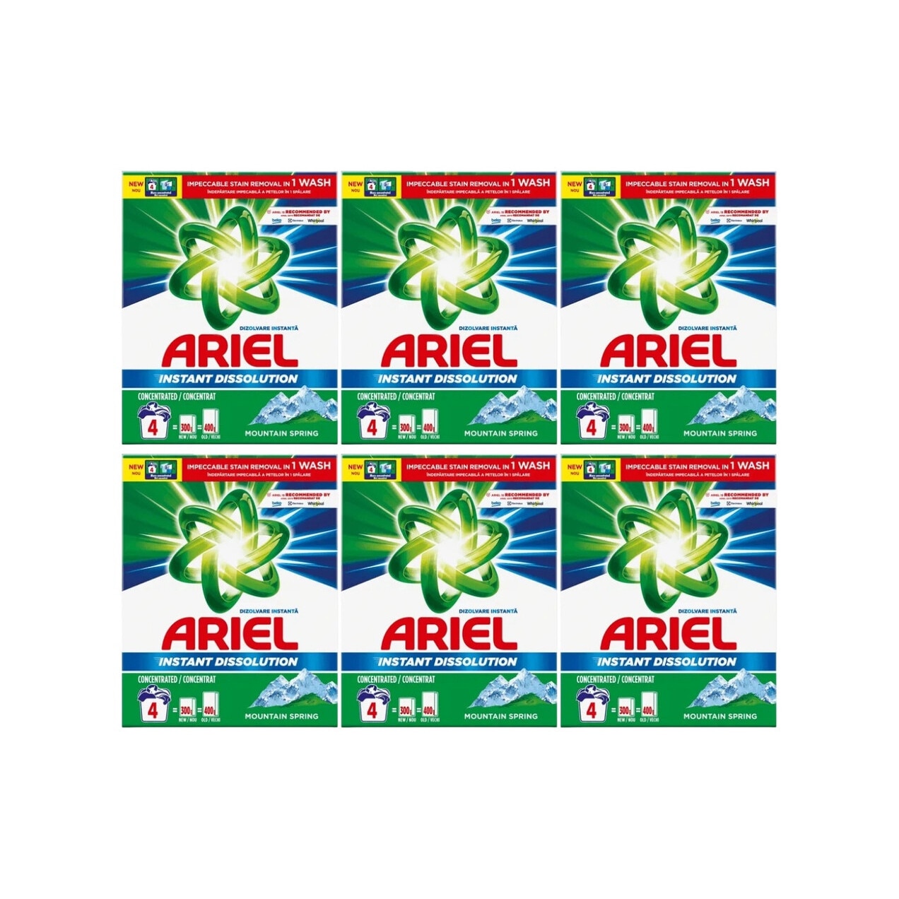 AZARE PURECALL MILD & GREEN GREEN 6個セット Set 6 x Ariel Detergent Rufe Automat 300g Mountain Spring, fresh