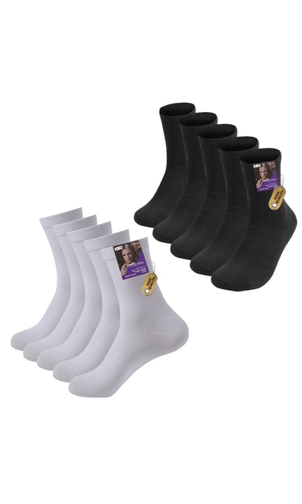 Sosete dama, Armando, set 10 perechi, bumbac respirabil, alb, 35-38EU