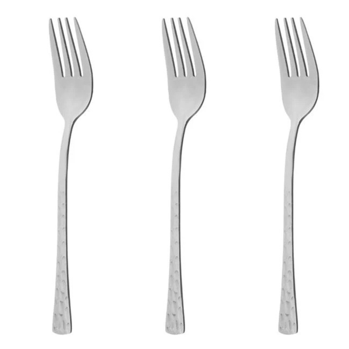 Nyland® kis "kalapált" rozsdamentes acél villák 15,5cm - 3db