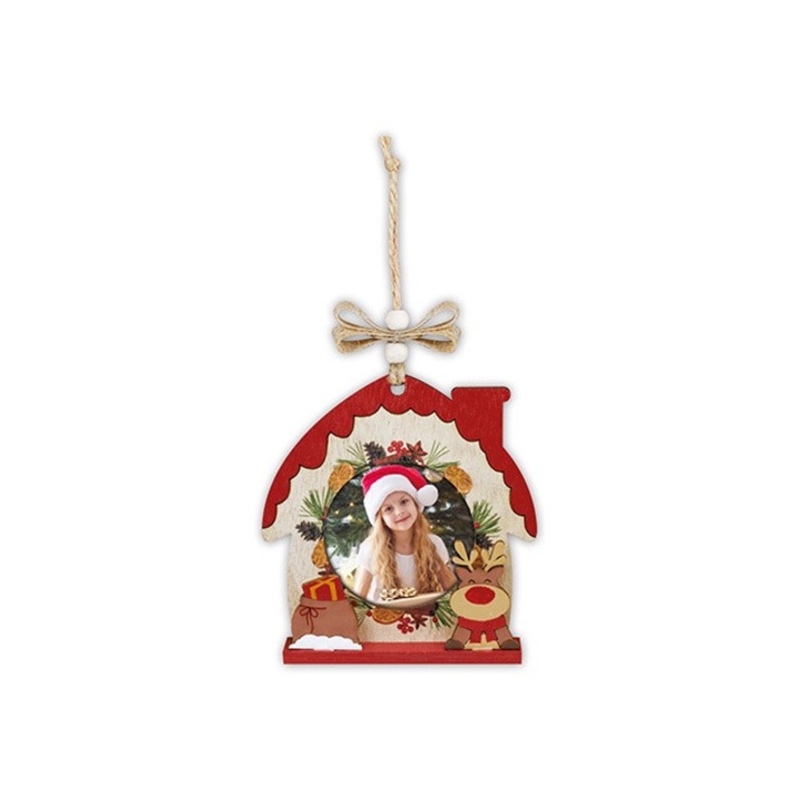 Rama foto ZEP Koda D, Pentru fotografie 6 x 6 cm., Pandantiv de Craciun, Lemn, Casa