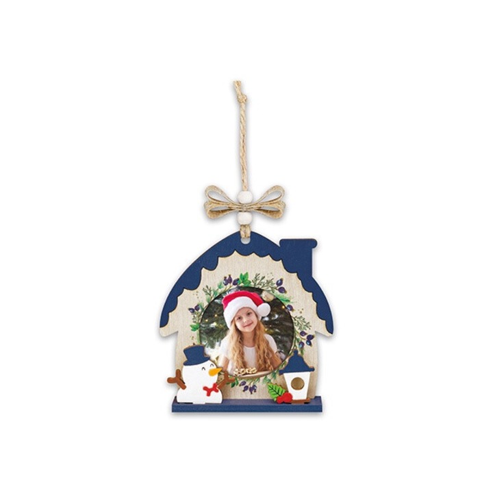 Rama foto ZEP Koda B, Pentru fotografie 6 x 6 cm., Pandantiv de Craciun, Lemn, Casa