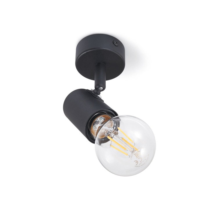 E27 LED Halo x1 felszíni falra és mennyezetre szerelhető lámpatest - Fekete
