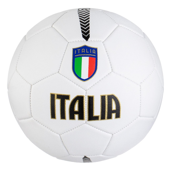 Minge fotbal standard No. 5, LiveUp, alb cu modele negre si steagul Italiei, tehnologie de fabricatie, dimensiune standard