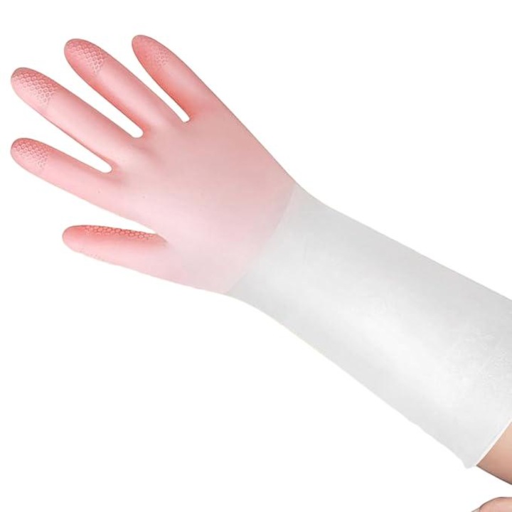 2 db-os újrafelhasználható gumi mosogatókesztyű, tapadásmentes, többszínű, hosszú