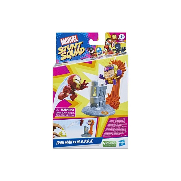 Jucarie interactiva copii Hasbro: Stunt Squad - Iron Man Vs M.O.D.O.K, plastic, 4 ani+