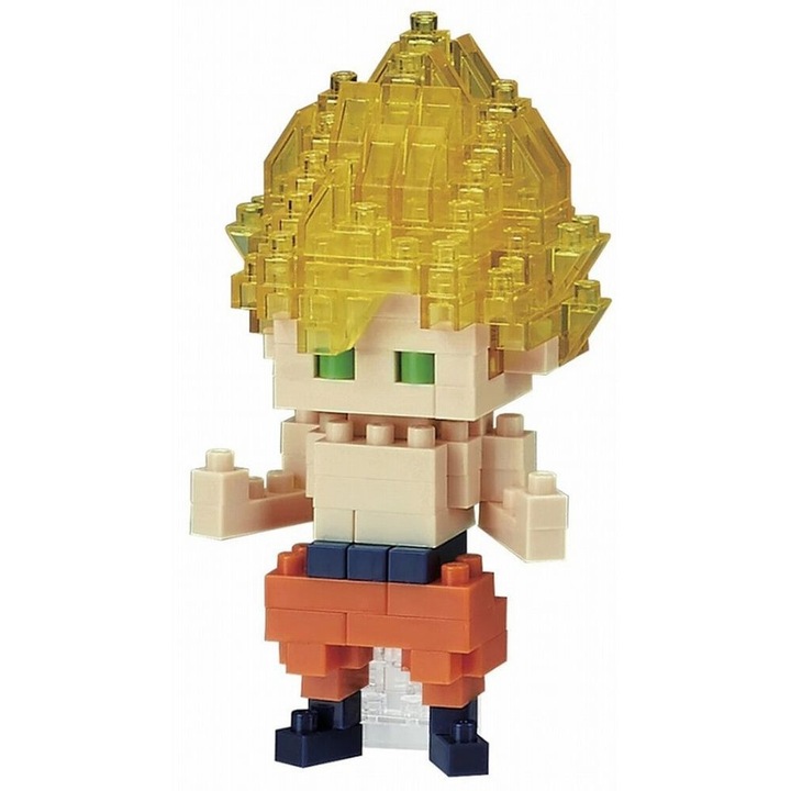 Figurina de constructie Bandai Nanoblock Dragon Ball Son Goku Super Saiyan, pentru baieti, 5 ani