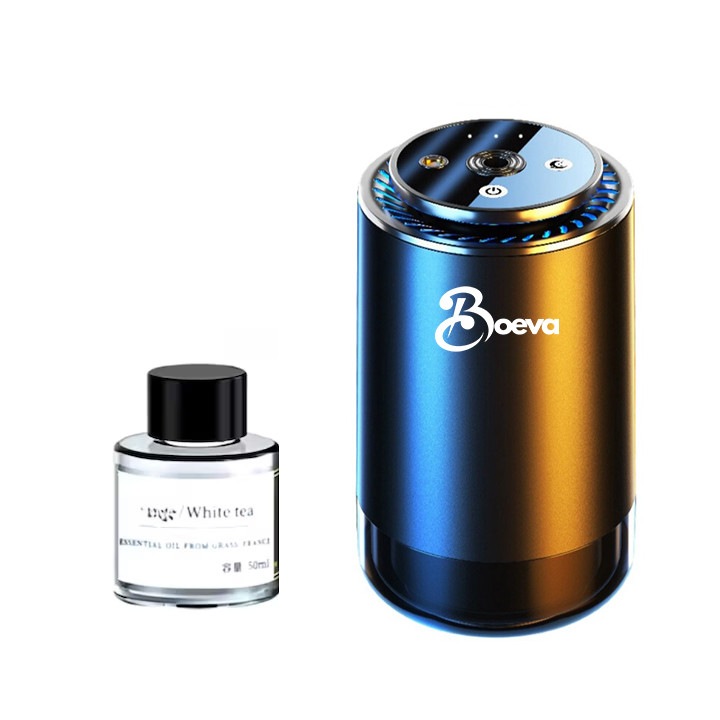 Odorizant auto, BOEVA, difuzor aromaterapie inteligent cu senzori, 50ml, proiectie de stele, lumina ambientala, reglabil, reincarcabil USB, hipoalergenic, design elegant, negru