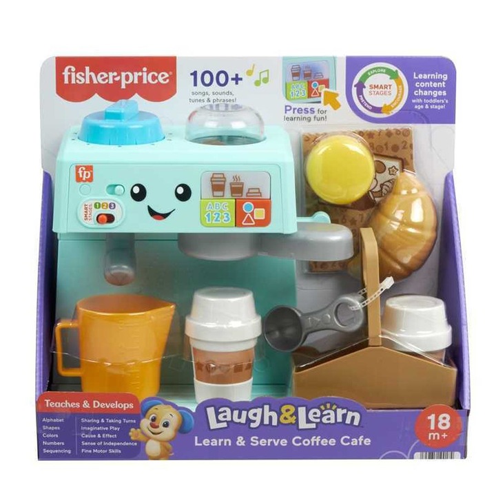 Jucarie interactiva bebelusi, Mattel, Fisher-Price Laugh Learn - Coffee Cafe, 30x45cm