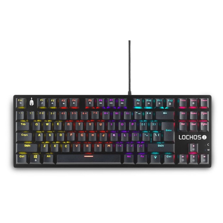 Tastatura mecanica de gaming Spartan Gear Lochos 2 TKL, 87 taste, cablat, neagra