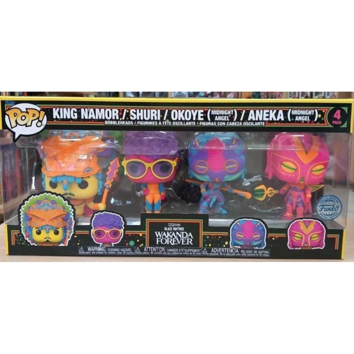Figurine Funko Pop! Set 4, Marvel - Black Panther: Wakanda Forever, King Namor, Shuri, Okoye, Aneka, multicolor, pentru baieti