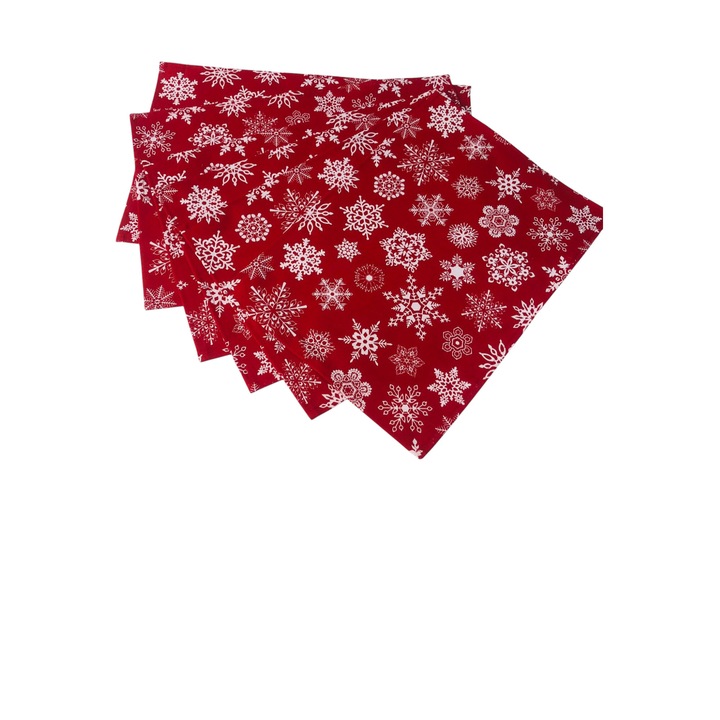 Комплект 6 коледни подложки за маса - Снежинки