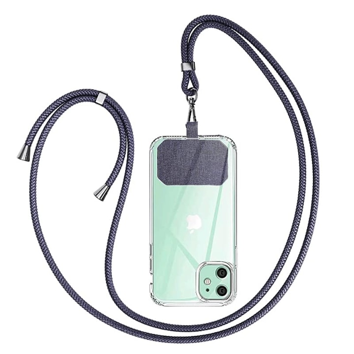 Cordon universal pentru telefon mobil, Basesailor, cu curea ajustabila din nylon, gri, 150x7mm