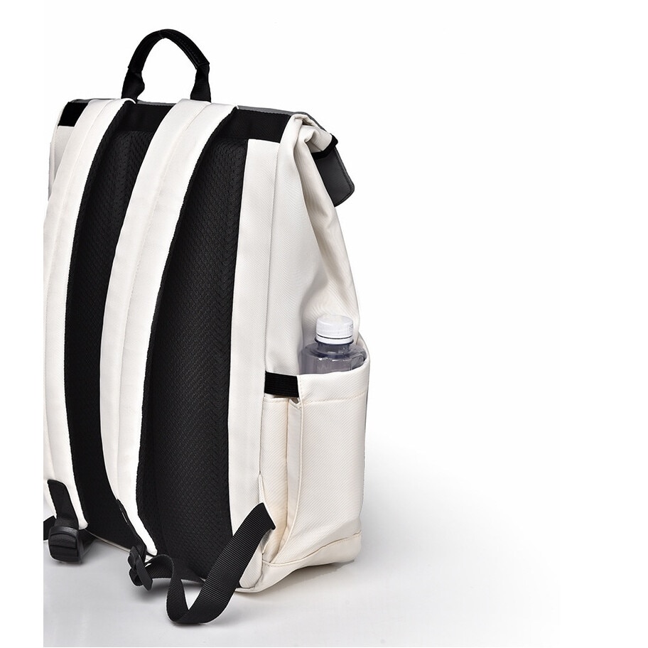 Rucsac pentru laptop, 16”, Multi-compartimentare, Capacitate mare, Clapeta, Impermeabil, Design cu carabiniera, Piele naturala, Gri