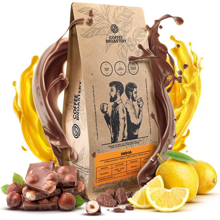 Kávé Szemes Kávébab, Coffee Broastery India Karnataka, Kávé Frissen Pörkölt Premium, Arabica, 1kg