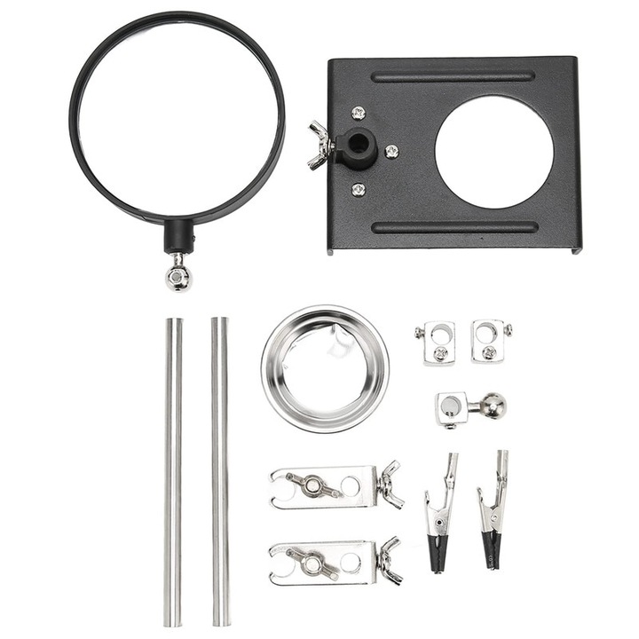 Lupa de masa Basesailor cu cleste si suport pentru letcon, 90mm, 5X, pentru servicii electronice, mecanisme fine, circuite