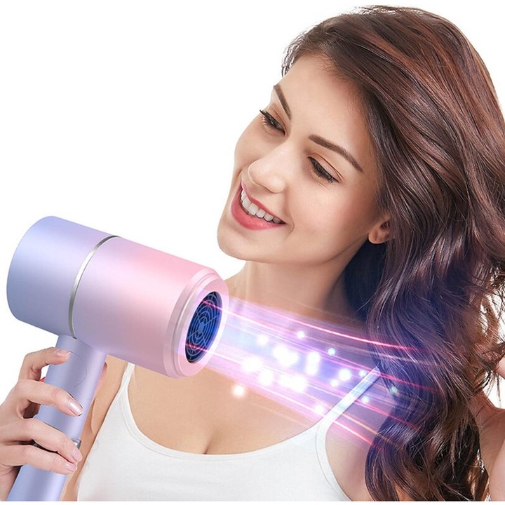 Professzionális hajszárító 700W, összecsukható, 3 sebességgel, ionos technológia, alacsony zajszint, gyors szárításhoz, utazáshoz