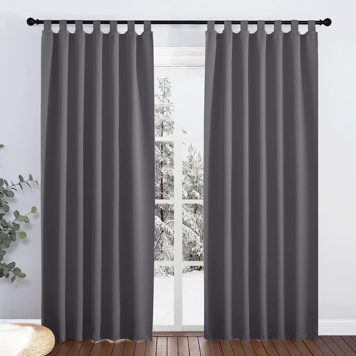 Плътни завеси с връзки 220x140 см СИВ - Pony Dance - 2 БР.