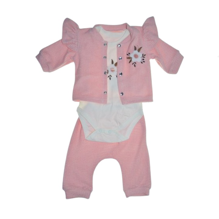 Compleu 3 piese pantaloni, body si jacheta pentru fete Mini Junior CMP-MJ001, Roz 114760