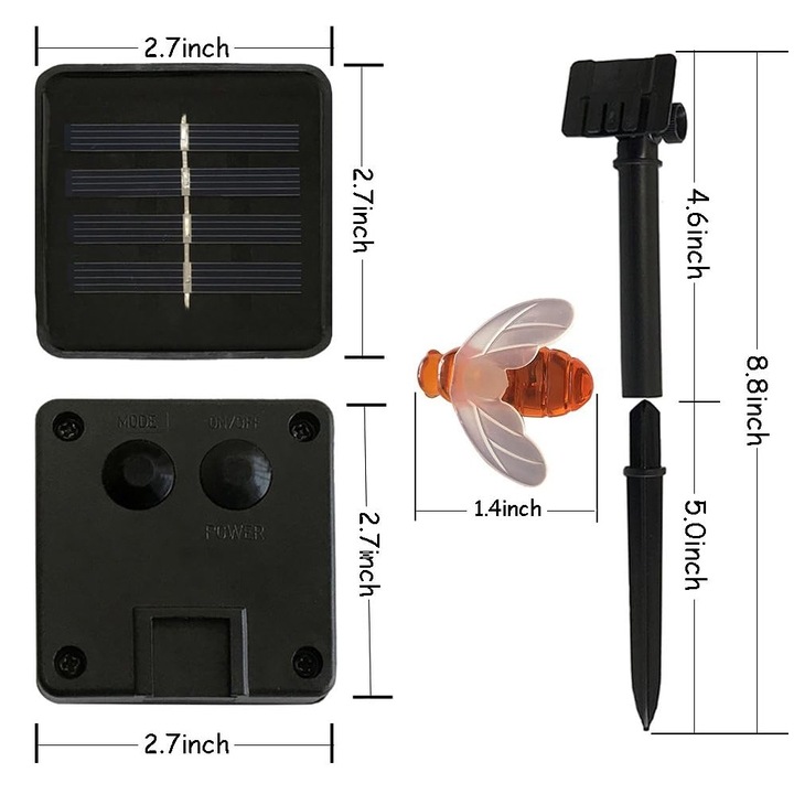 Lampi solare, 7M, 50 Led, forma albinelor, lumina calda, 8 moduri de iluminare, IP65