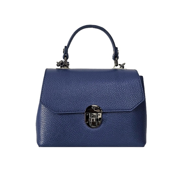 Елегантна чанта, GlamourGrip, от естествена кожа, бизнес тип и сваляща се презрамка, Royal Blue, 23x16x12 см, FashionForYou