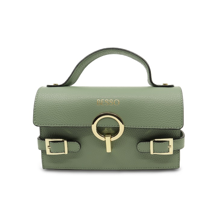 Geanta de mana din piele naturala Splendore Chic, Verde
