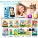 Telefon inteligent, digital, pentru copii 3-10ani, ecran tactil de 2,4 inch, camera dubla, jocuri educative, foto si video, functii multiple, suporta card de 32GB, moale si durabil, 300000pixeli, baterie puternica de 800mAh, albastru