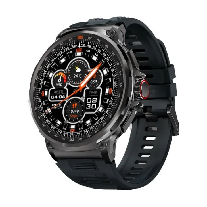 Ceas Smartwatch V69 Sport Apeluri Bluetooth, Asistent Vocal AI Ecran IPS HD 1.85", Autonomie 5 -10 zile Control Camera si Muzica si Tracker Activitate 24/7, Multi-Sport, Monitorizare ECG/HR/SpO2, Notificari, Rezistent la Apa Curea Silicon negru